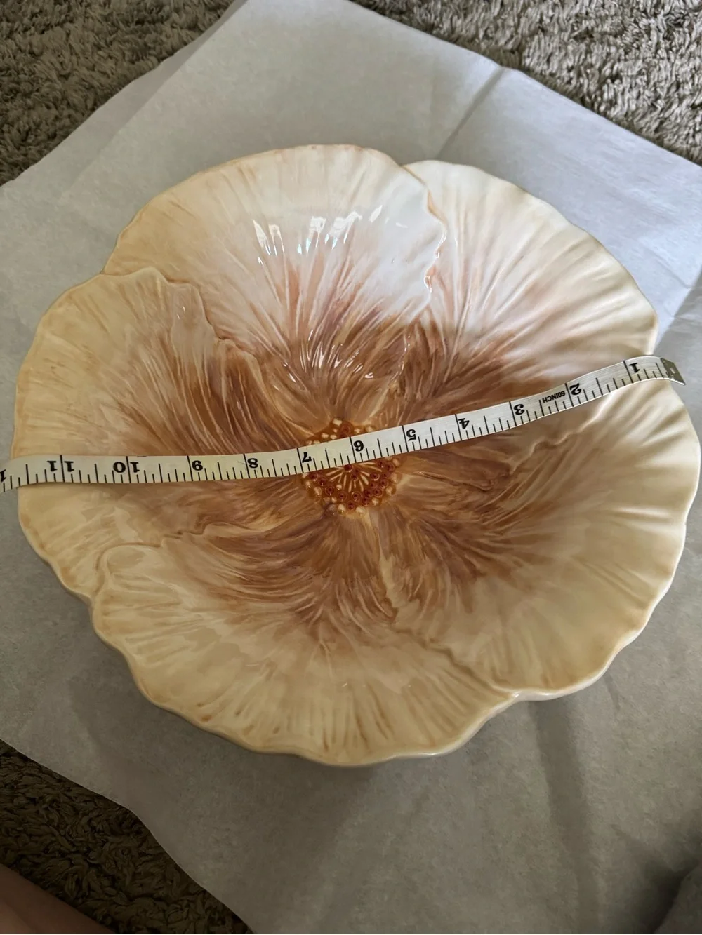 Home Trends Ceramic Botanical Serving Set Leaf Platter & Flower Bowl 2 Pc